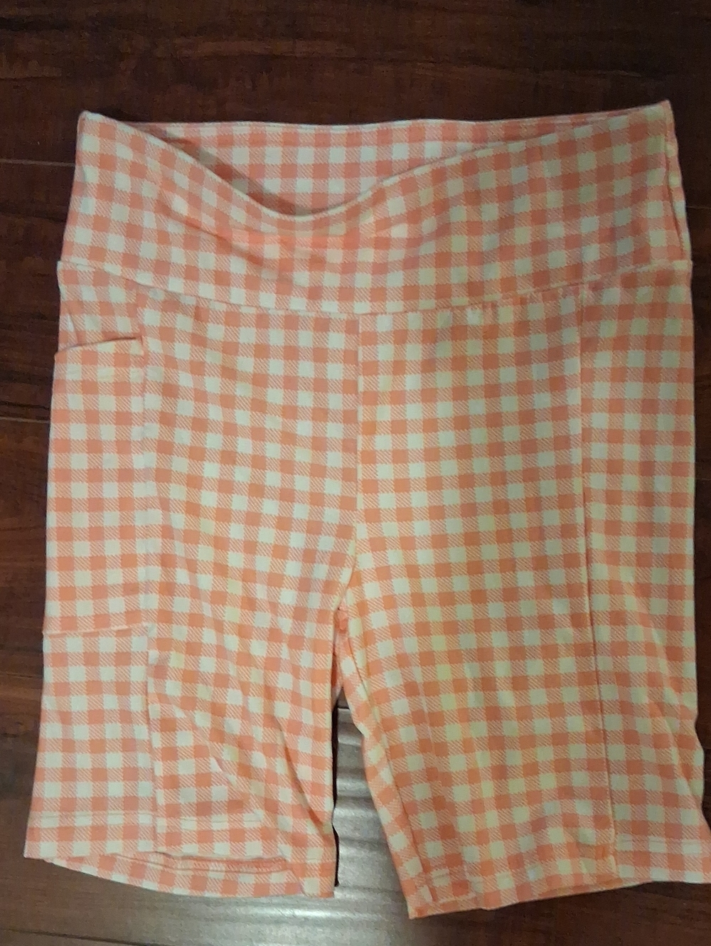 No Boundaries Peach and White Gingham Bike Shorts